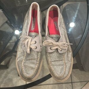 Silver sparkle Sperry shoes